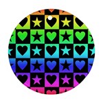 Rainbow Hearts & Stars Round Ornament (Two Sides)