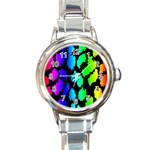 Rainbow Leopard Round Italian Charm Watch