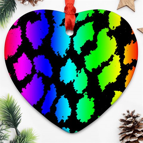 Rainbow Leopard Ornament (Heart) from ArtsNow.com Front