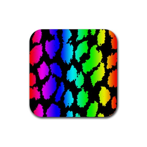Rainbow Leopard Rubber Coaster (Square) from ArtsNow.com Front