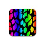 Rainbow Leopard Rubber Coaster (Square)