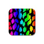 Rainbow Leopard Rubber Square Coaster (4 pack)