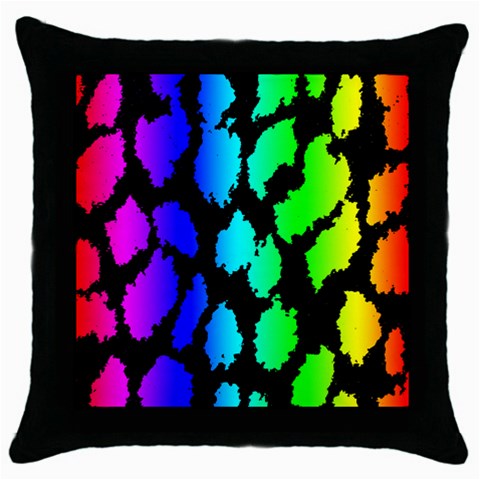 Rainbow Leopard Throw Pillow Case (Black) from ArtsNow.com Front