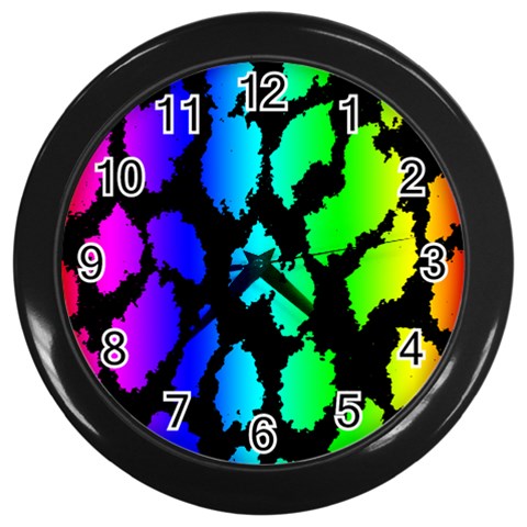 Rainbow Leopard Wall Clock (Black) from ArtsNow.com Front