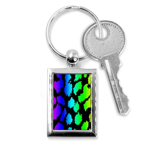 Rainbow Leopard Key Chain (Rectangle) from ArtsNow.com Front