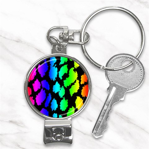 Rainbow Leopard Nail Clippers Key Chain from ArtsNow.com Front