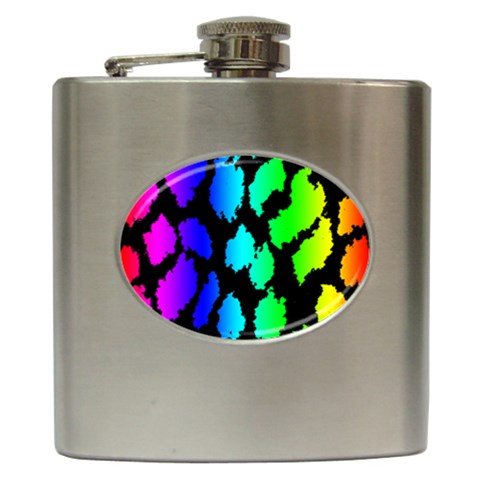 Rainbow Leopard Hip Flask (6 oz) from ArtsNow.com Front