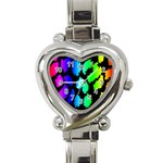 Rainbow Leopard Heart Italian Charm Watch