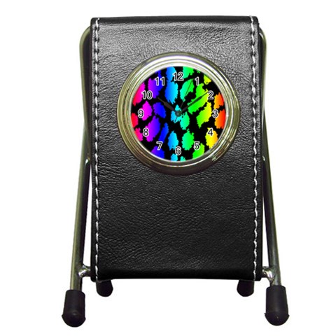 Rainbow Leopard Pen Holder Desk Clock from ArtsNow.com Front