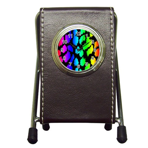 Rainbow Leopard Pen Holder Desk Clock from ArtsNow.com Front