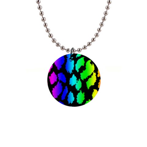 Rainbow Leopard 1  Button Necklace from ArtsNow.com Front