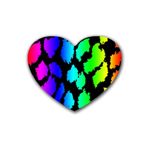 Rainbow Leopard Rubber Coaster (Heart) from ArtsNow.com Front