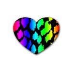 Rainbow Leopard Rubber Coaster (Heart)