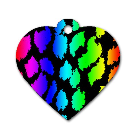 Rainbow Leopard Dog Tag Heart (One Side) from ArtsNow.com Front