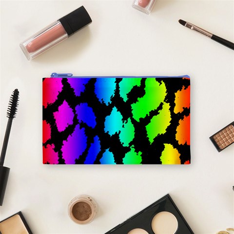 Rainbow Leopard Cosmetic Bag (Small) from ArtsNow.com Front