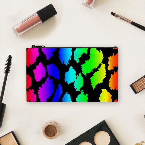 Rainbow Leopard Cosmetic Bag (Small) from ArtsNow.com Front