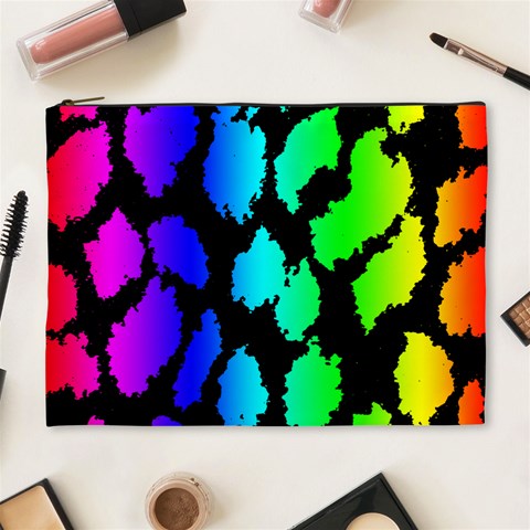 Rainbow Leopard Cosmetic Bag (XL) from ArtsNow.com Front