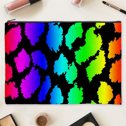 Rainbow Leopard Cosmetic Bag (XXXL) from ArtsNow.com Front