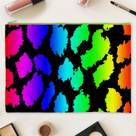 Rainbow Leopard Cosmetic Bag (XXXL) from ArtsNow.com Front