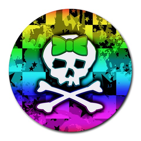 Rainbow Skull Round Mousepad from ArtsNow.com Front