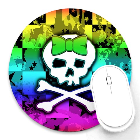 Rainbow Skull Round Mousepad from ArtsNow.com Front