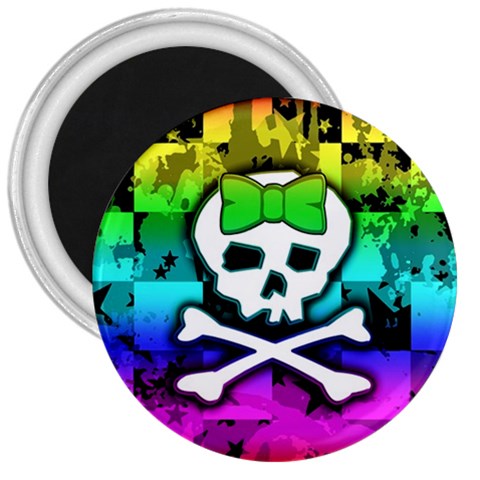 Rainbow Skull 3  Magnet from ArtsNow.com Front