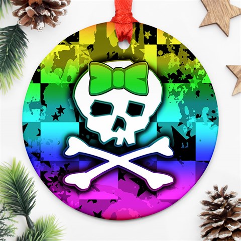 Rainbow Skull Ornament (Round) from ArtsNow.com Front