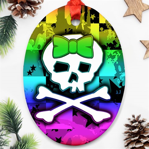 Rainbow Skull Ornament (Oval) from ArtsNow.com Front