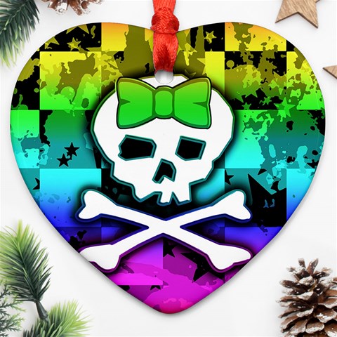 Rainbow Skull Ornament (Heart) from ArtsNow.com Front