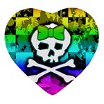 Rainbow Skull Ornament (Heart)