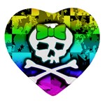 Rainbow Skull Ornament (Heart)