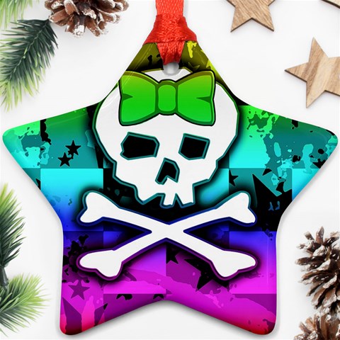 Rainbow Skull Ornament (Star) from ArtsNow.com Front