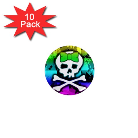 Rainbow Skull 1  Mini Magnet (10 pack)  from ArtsNow.com Front