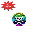 Rainbow Skull 1  Mini Magnet (10 pack) 