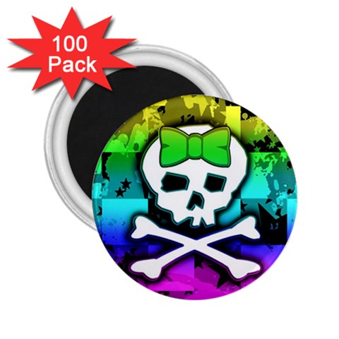 Rainbow Skull 2.25  Magnet (100 pack)  from ArtsNow.com Front