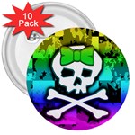 Rainbow Skull 3  Button (10 pack)