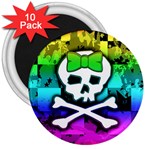 Rainbow Skull 3  Magnet (10 pack)