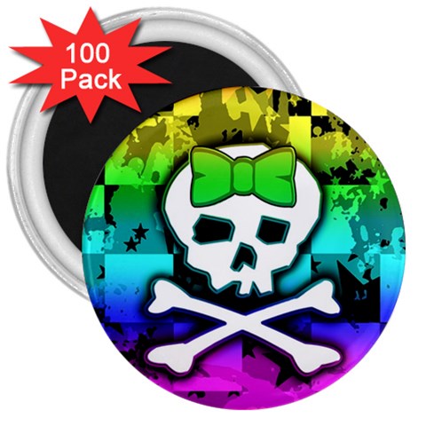 Rainbow Skull 3  Magnet (100 pack) from ArtsNow.com Front