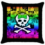 Rainbow Skull Throw Pillow Case (Black)