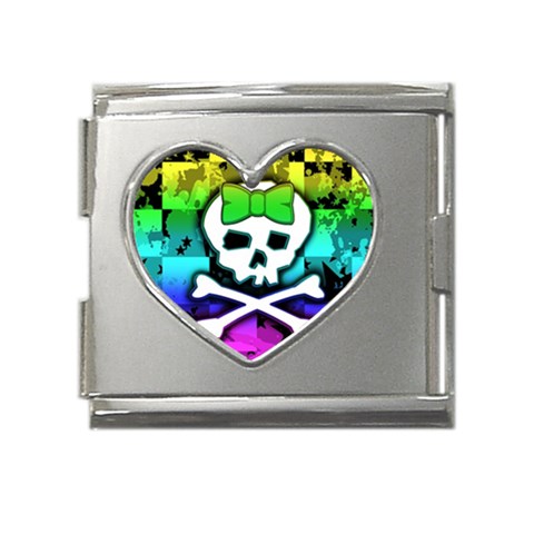 Rainbow Skull Mega Link Heart Italian Charm (18mm) from ArtsNow.com Front