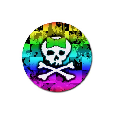 Rainbow Skull Rubber Round Coaster (4 pack) from ArtsNow.com Front