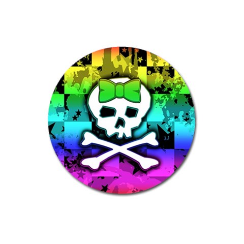 Rainbow Skull Magnet 3  (Round) from ArtsNow.com Front