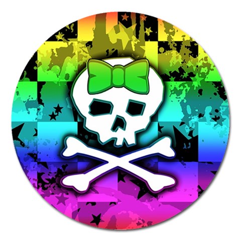 Rainbow Skull Magnet 5  (Round) from ArtsNow.com Front