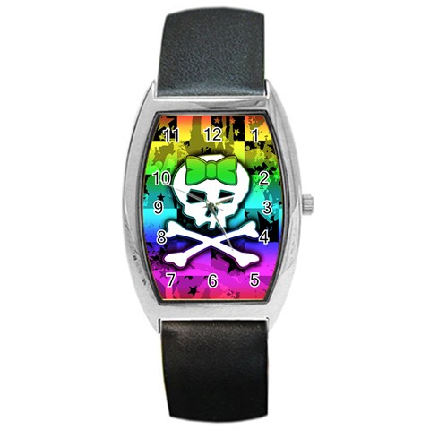 Rainbow Skull Barrel Style Metal Watch from ArtsNow.com Front