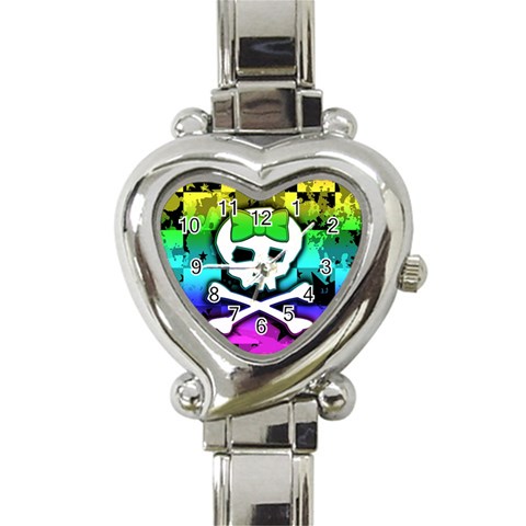 Rainbow Skull Heart Italian Charm Watch from ArtsNow.com Front