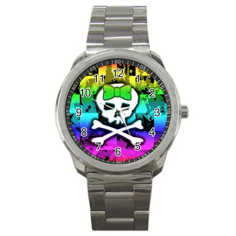 Rainbow Skull Sport Metal Watch from ArtsNow.com Front