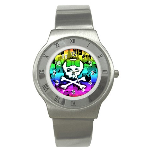 Rainbow Skull Stainless Steel Watch from ArtsNow.com Front