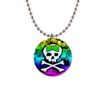 Rainbow Skull 1  Button Necklace