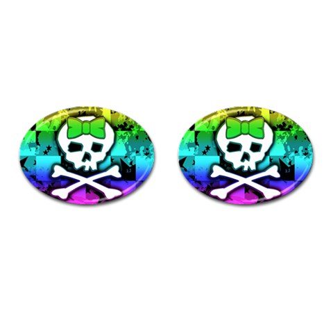 Rainbow Skull Cufflinks (Oval) from ArtsNow.com Front(Pair)