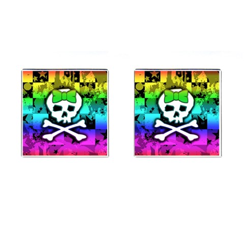 Rainbow Skull Cufflinks (Square) from ArtsNow.com Front(Pair)
